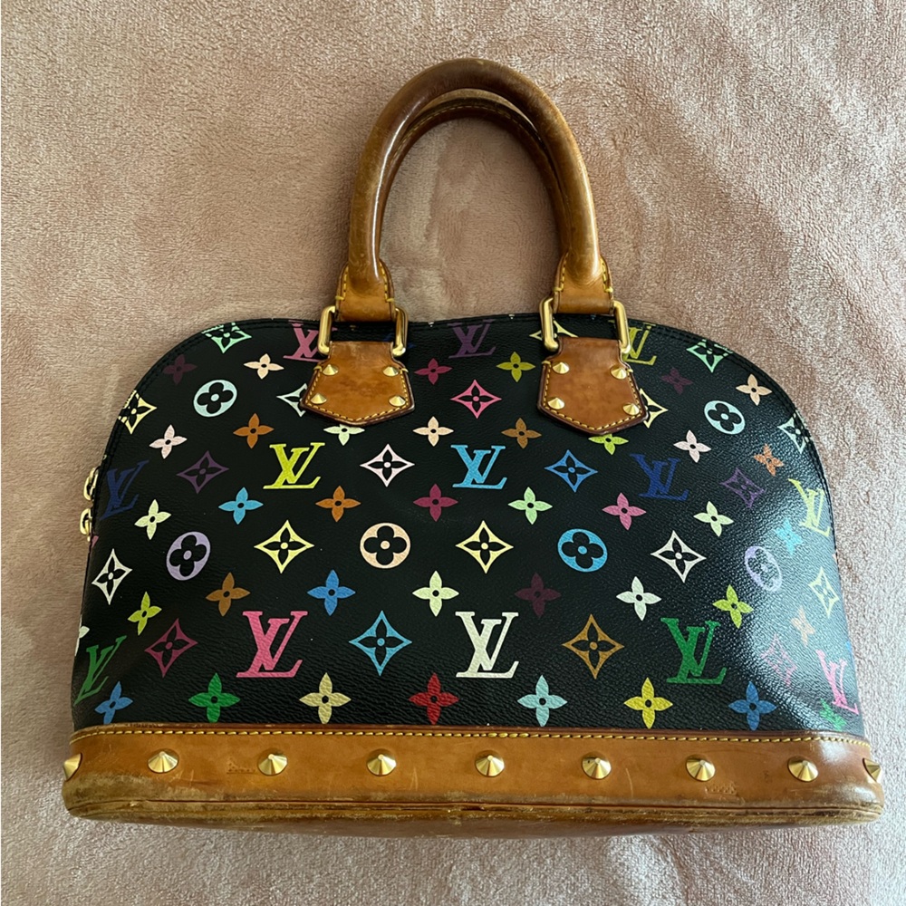 Authentic Louis Vuitton Monogram Multicolor Alma Hand Bag NoirM92646 Used F/S